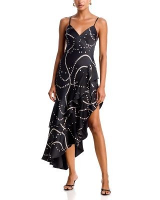 Aqua Pearl Satin Sleeveless High Low Dress - Exclusive