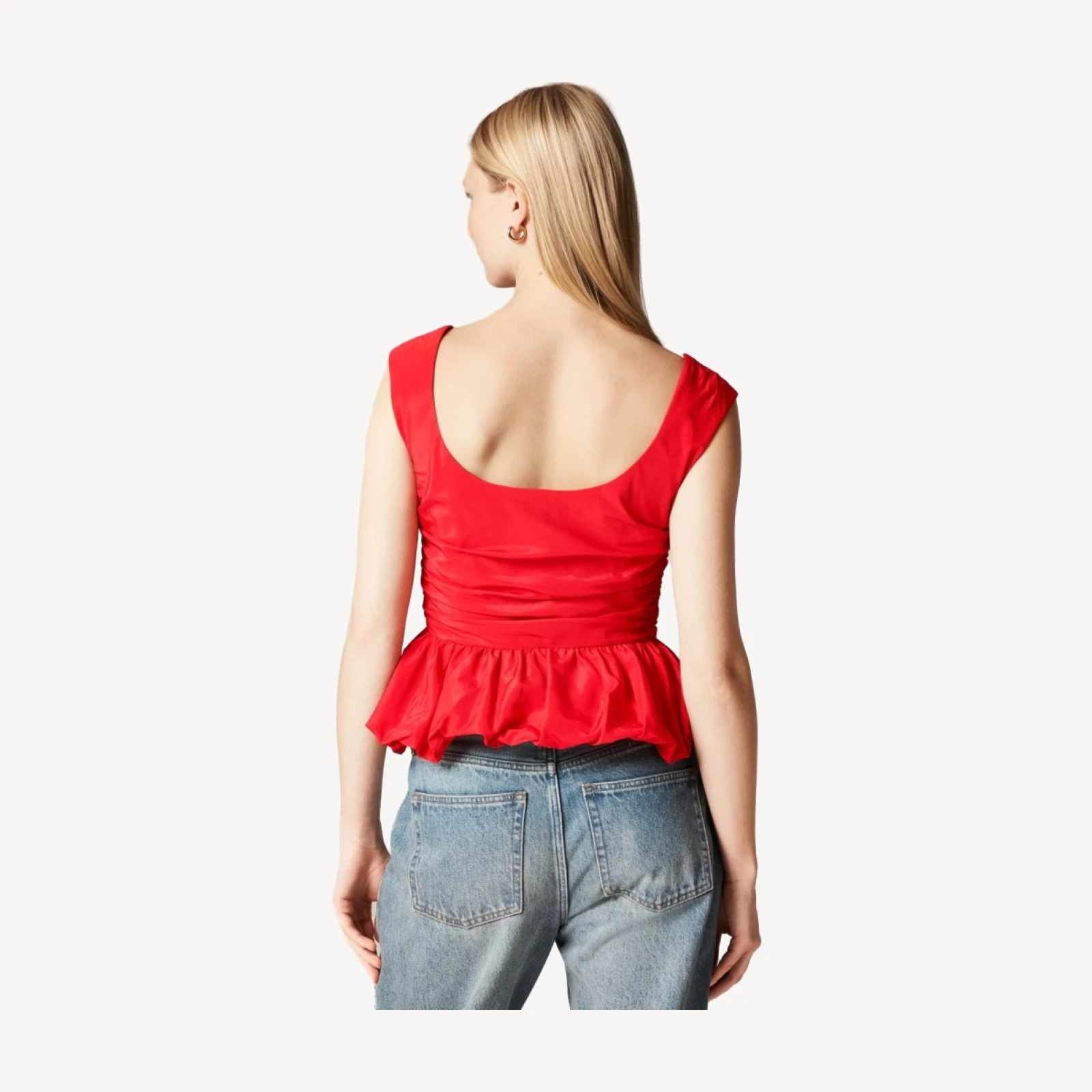 Scoopneck bubble-hem tank top