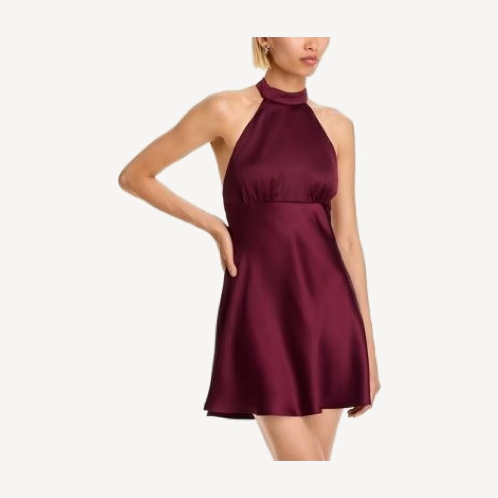 Aqua Halter Satin Mini Dress - Exclusive