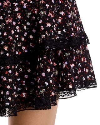 Aqua Ditsy Floral Lace Mini Skirt - Exclusive