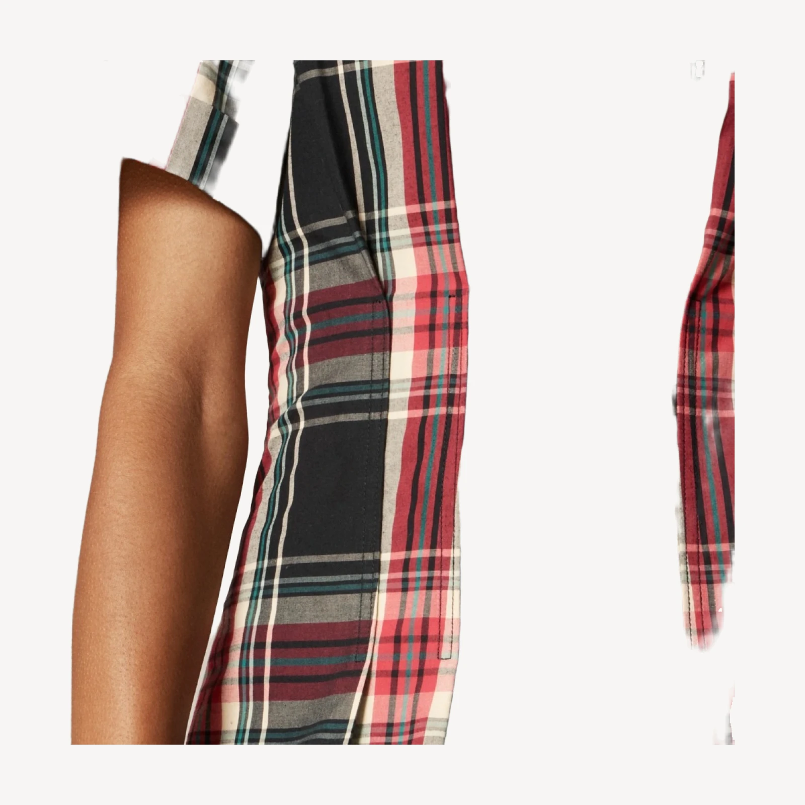 Short-sleeve midi dress in tartan cotton blend