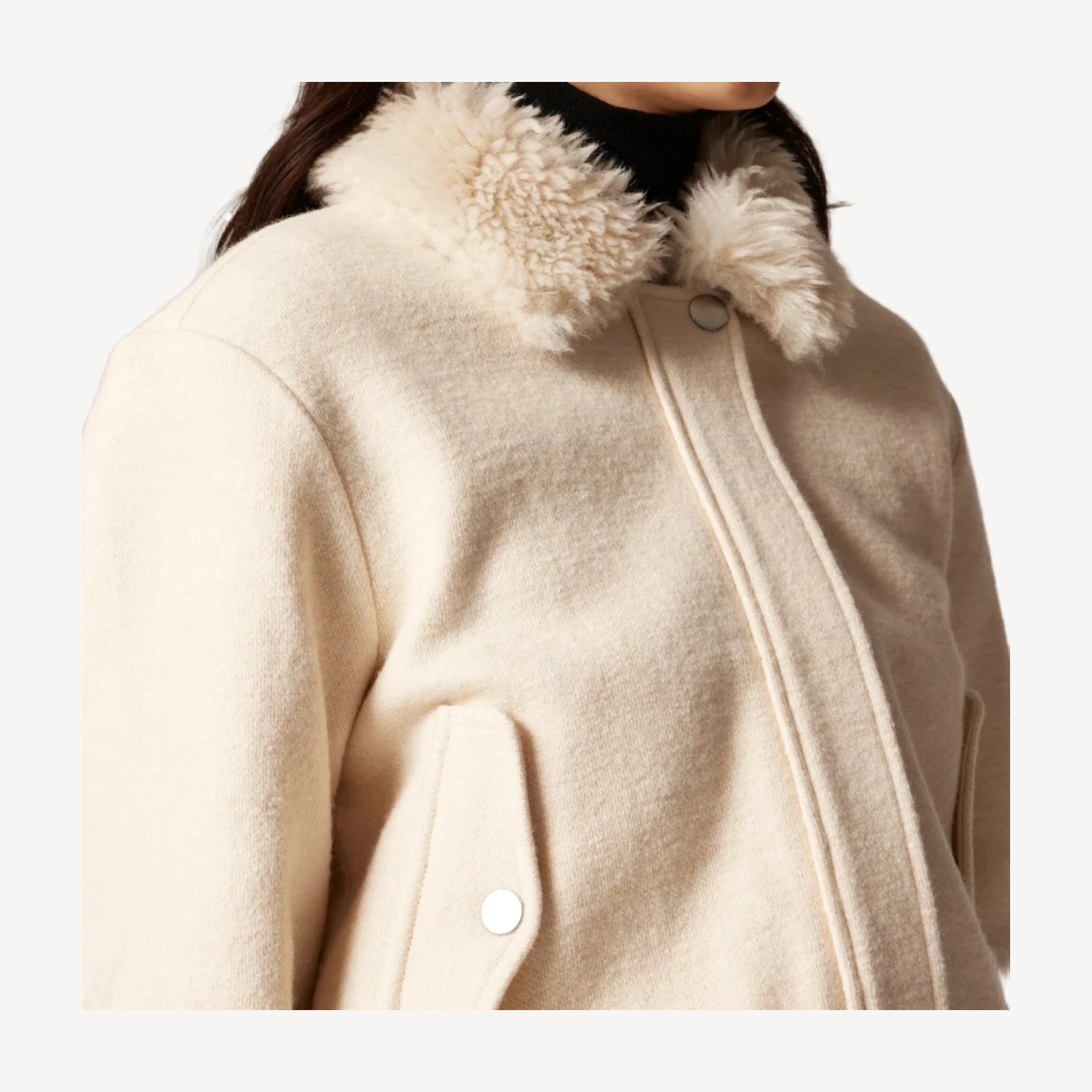 Wool-blend flight jacket with faux-fur collar