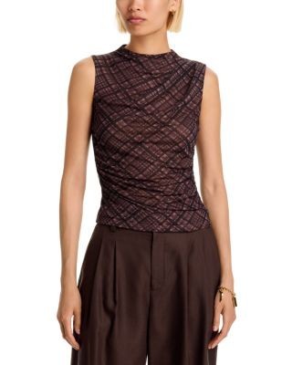 Aqua Plaid Mesh Sleeveless Top - Exclusive