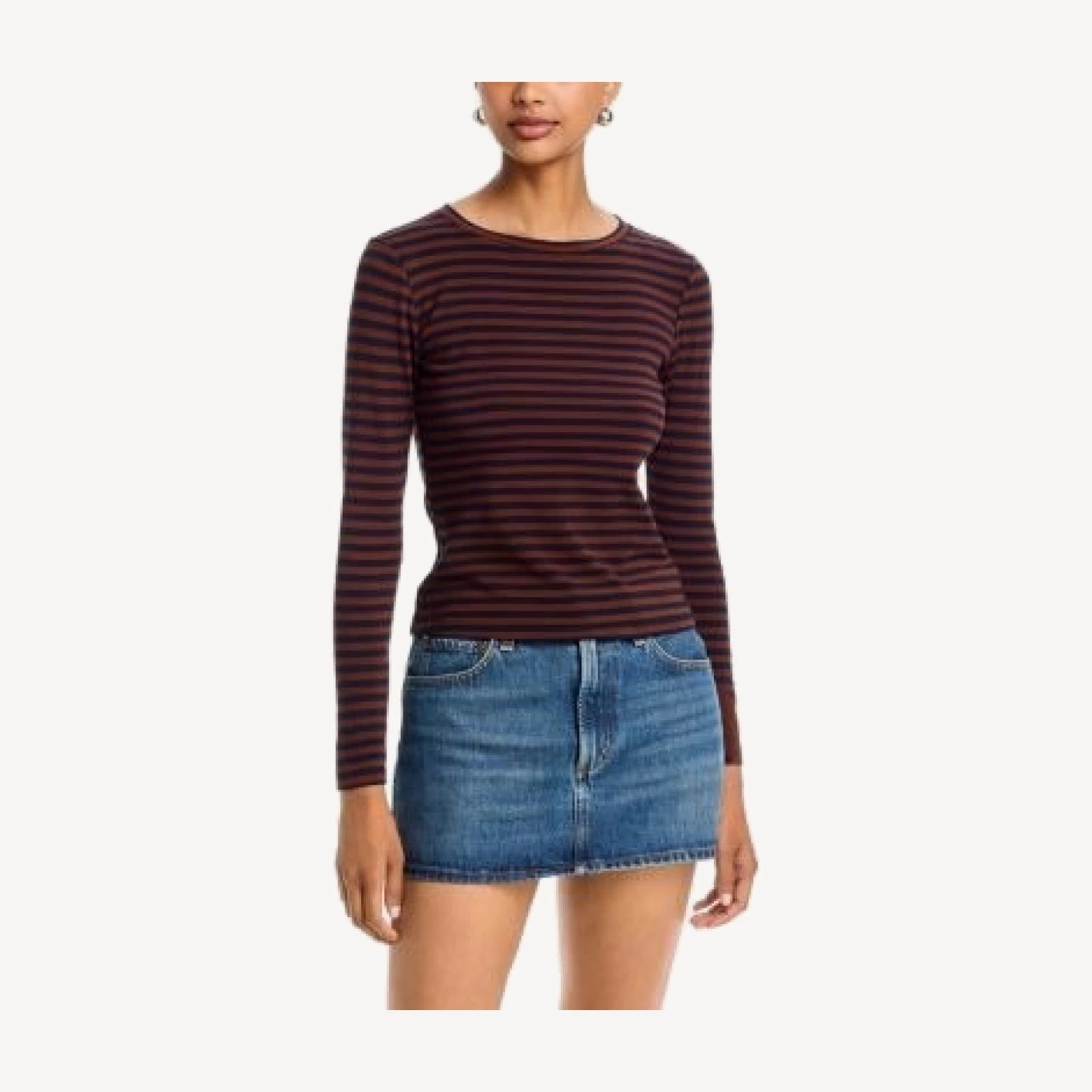 Aqua Stripe Ruched Long Sleeve Top - Exclusive