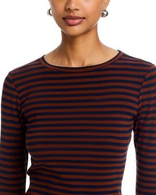 Aqua Stripe Ruched Long Sleeve Top - Exclusive