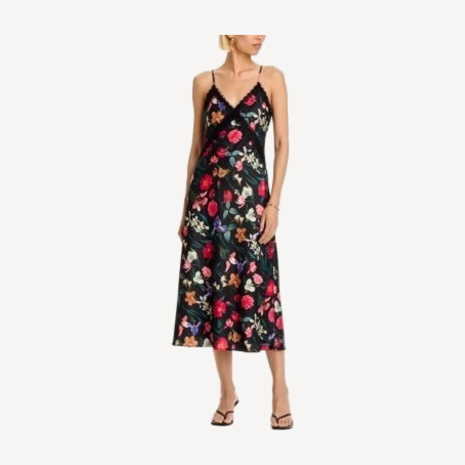 Aqua Floral Lace Satin Midi Dress - Exclusive