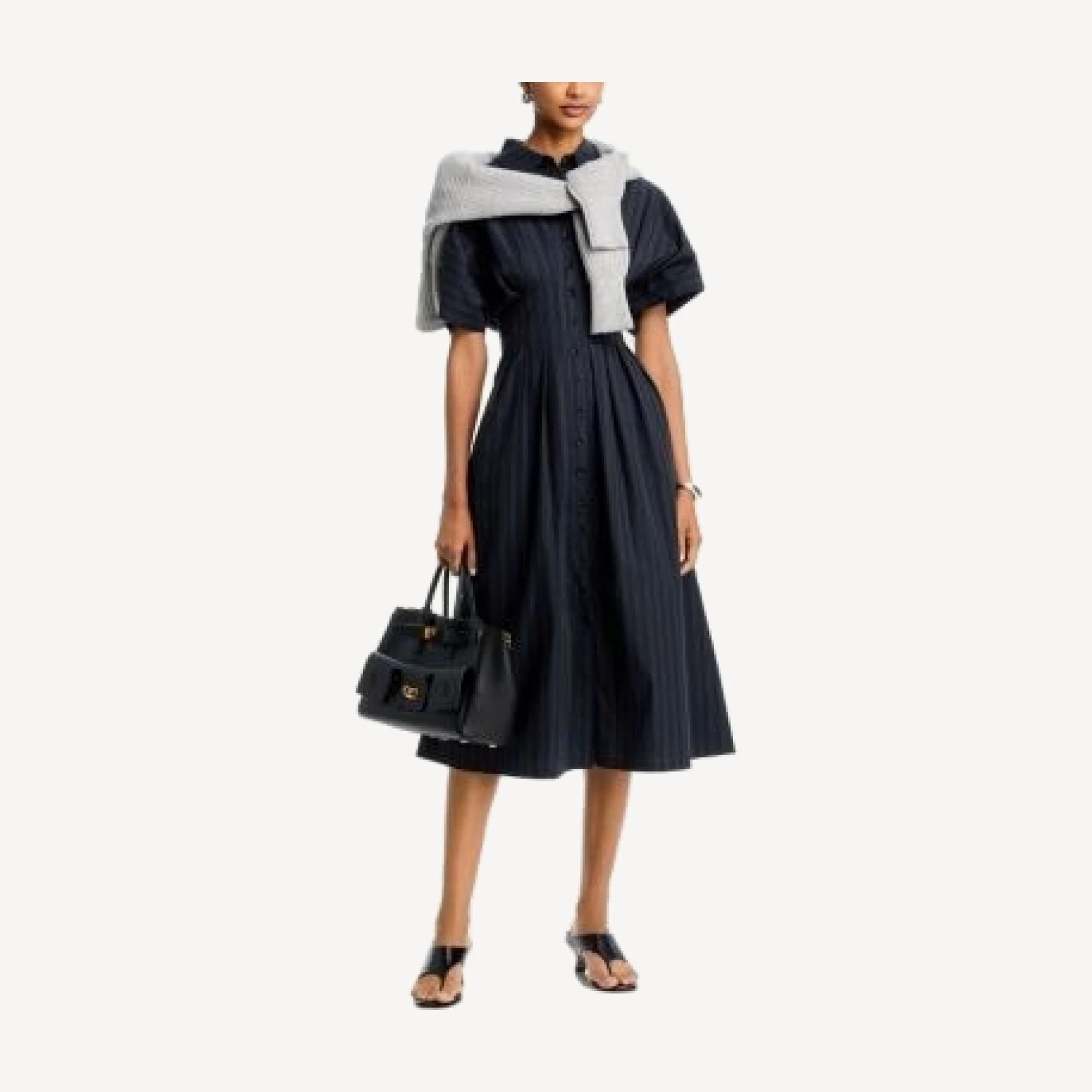 Aqua Stripe Panel Waist Midi Dress - Exclusive