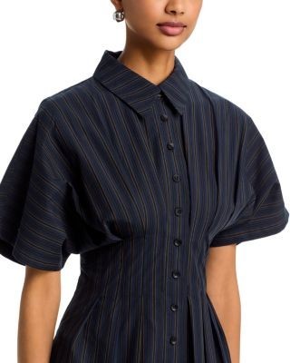 Aqua Stripe Panel Waist Midi Dress - Exclusive