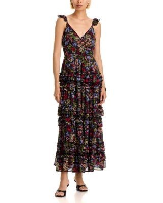 Aqua Floral Tier Sleeveless Maxi Dress - Exclusive