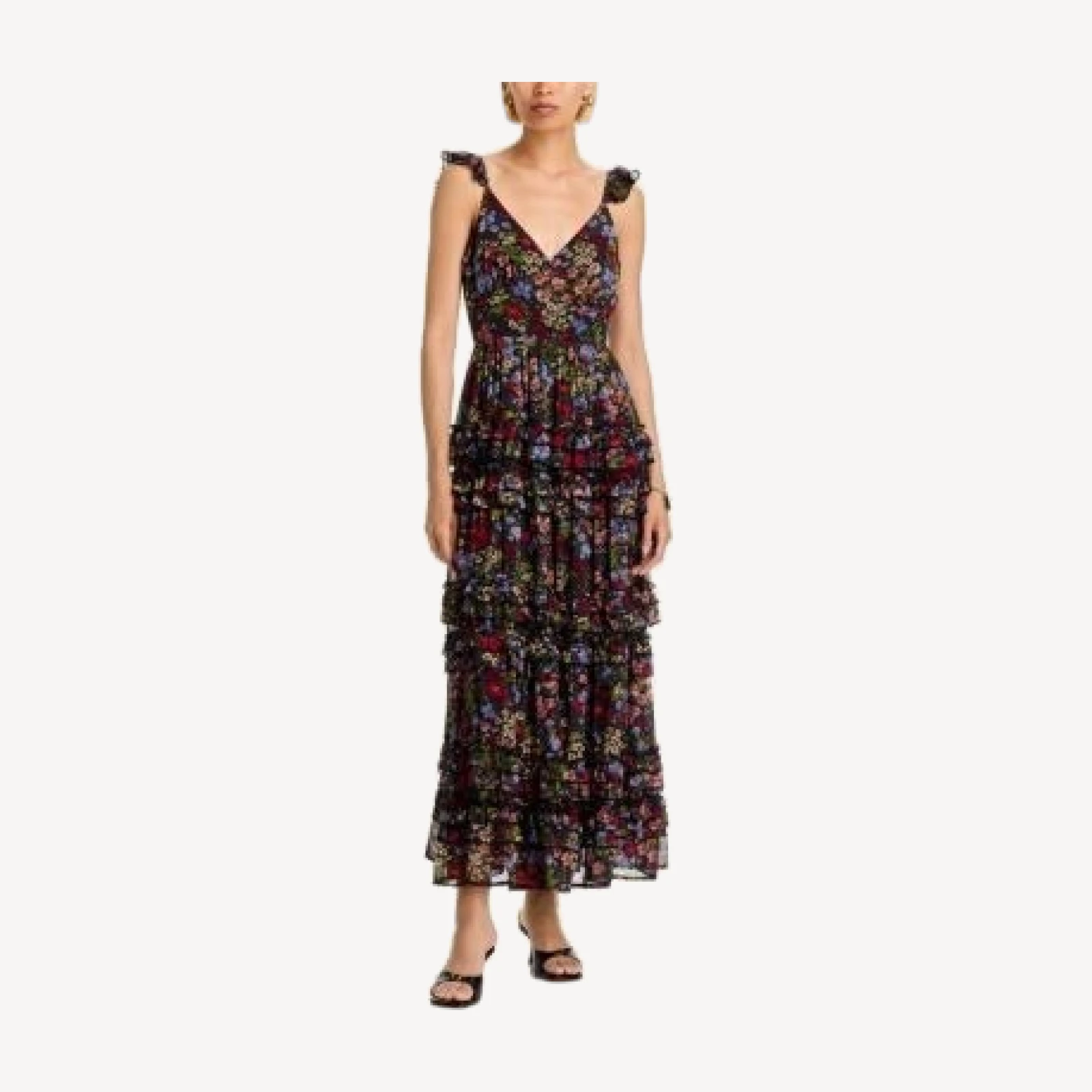 Aqua Floral Tier Sleeveless Maxi Dress - Exclusive