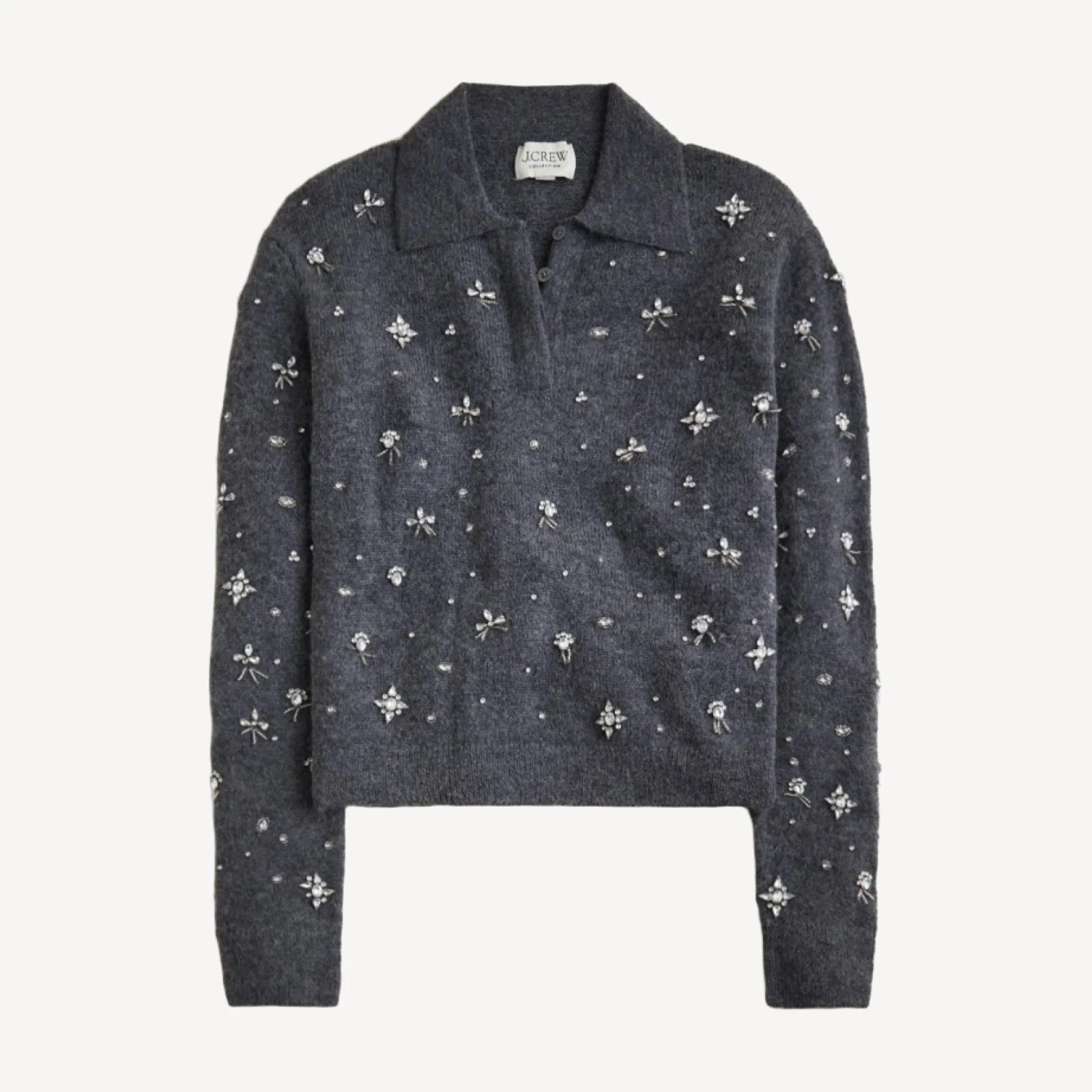 Embellished sweater-polo in wool blend