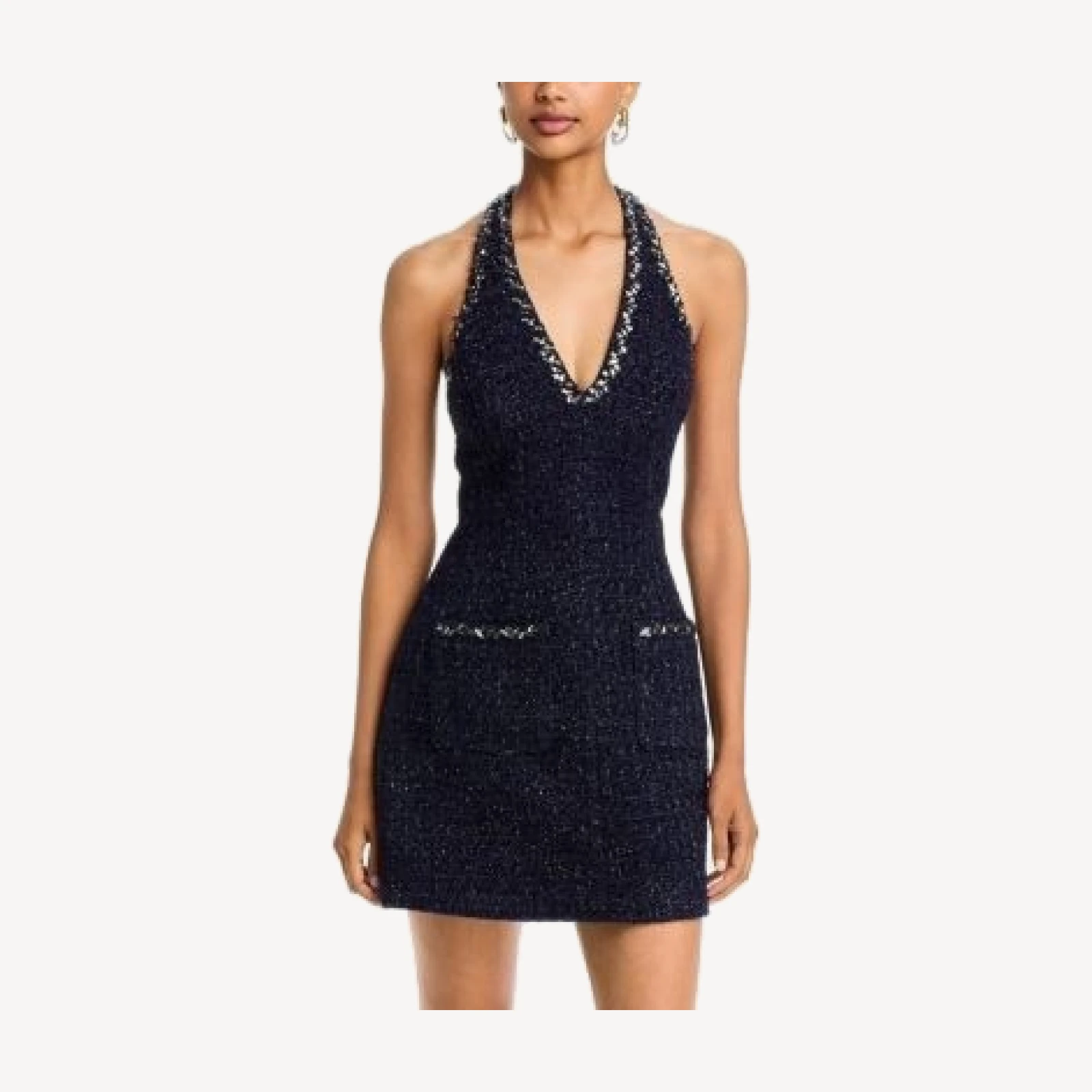 Aqua Tweed Halter Mini Dress - Exclusive