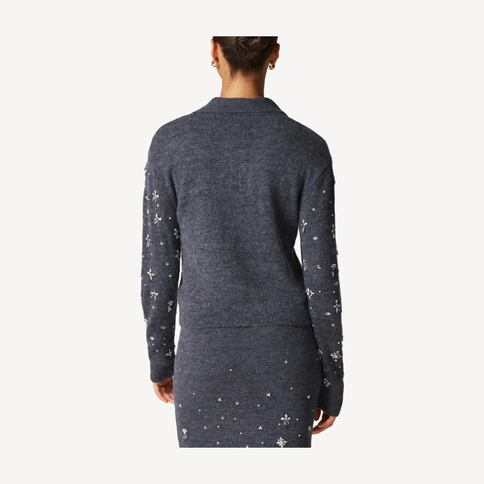 Embellished sweater-polo in wool blend