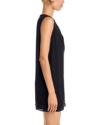 Aqua Beaded Mini Shift Dress - Exclusive