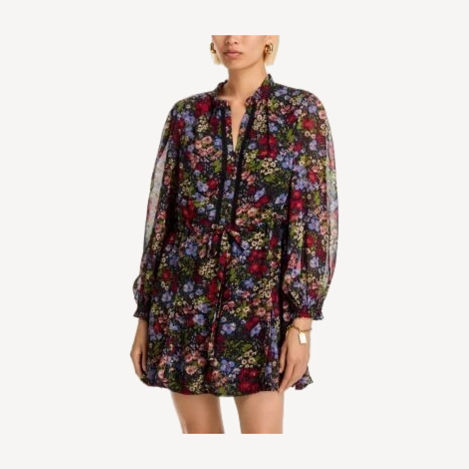 Aqua Ditsy Floral Long Sleeve Mini Dress - Exclusive