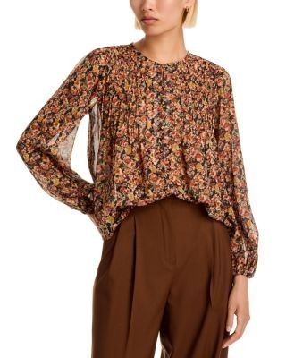 Aqua Ditsy Floral Button Front Top - Exclusive