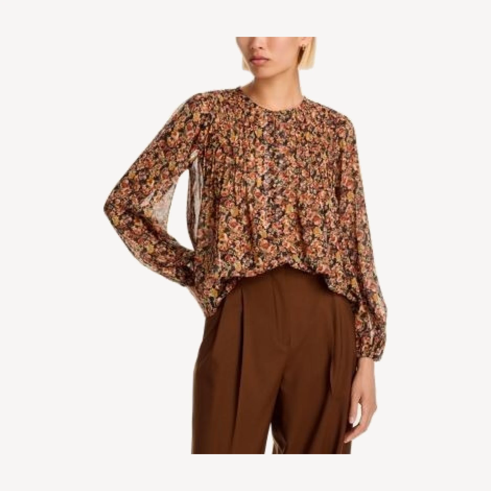 Aqua Ditsy Floral Button Front Top - Exclusive