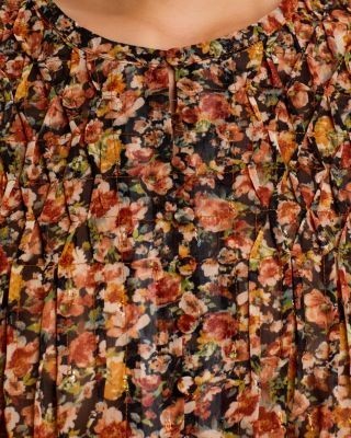 Aqua Ditsy Floral Button Front Top - Exclusive