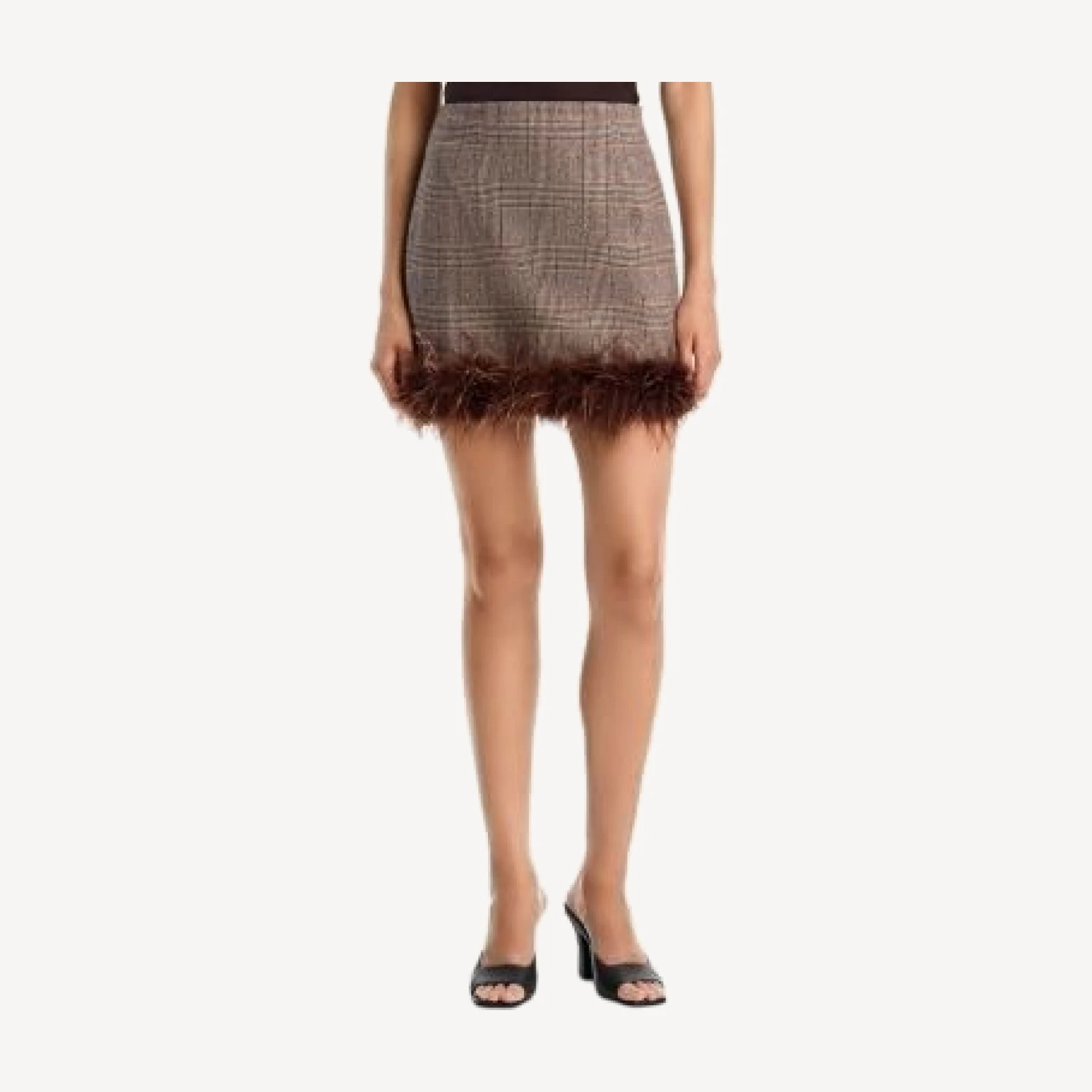 Aqua Feather Trim Mini Skirt - Exclusive