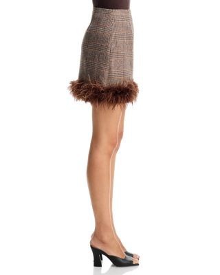 Aqua Feather Trim Mini Skirt - Exclusive