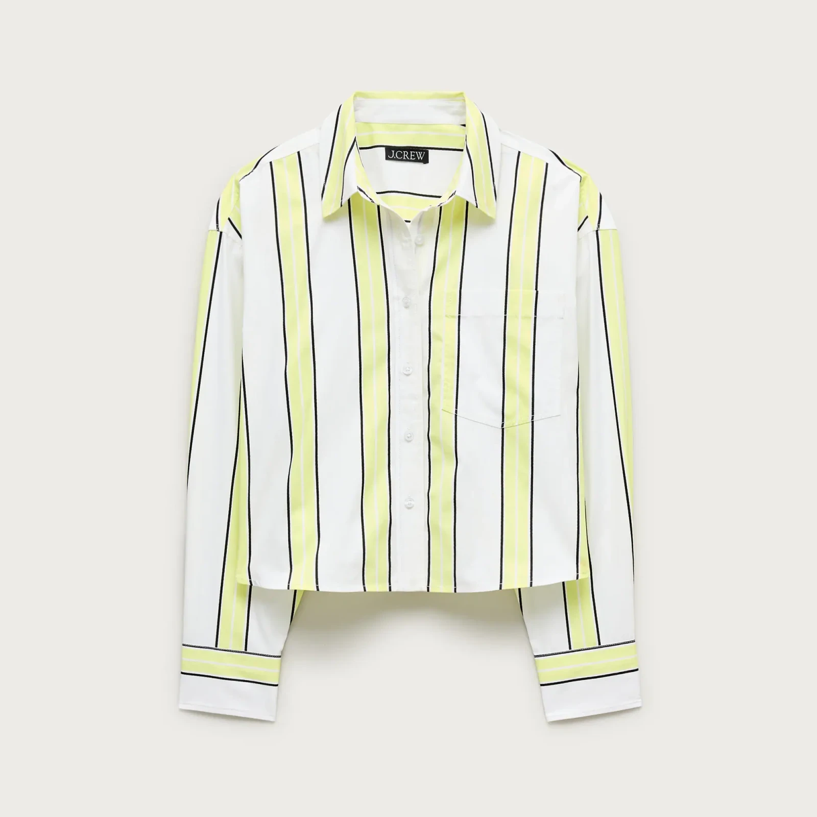 Étienne cropped button-up shirt in striped cotton poplin