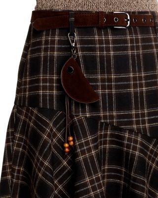 Aqua Belted Plaid Asymmetrical Skirt - Exclusive
