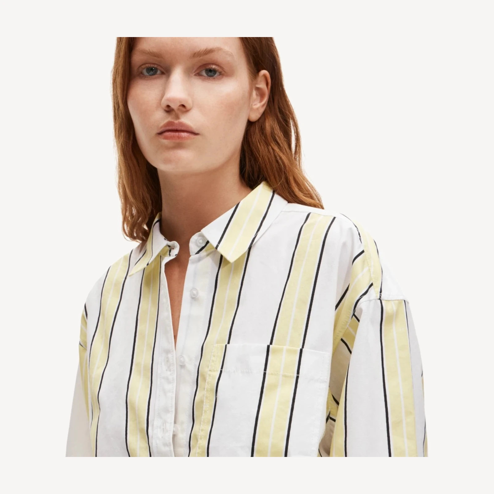 Étienne cropped button-up shirt in striped cotton poplin