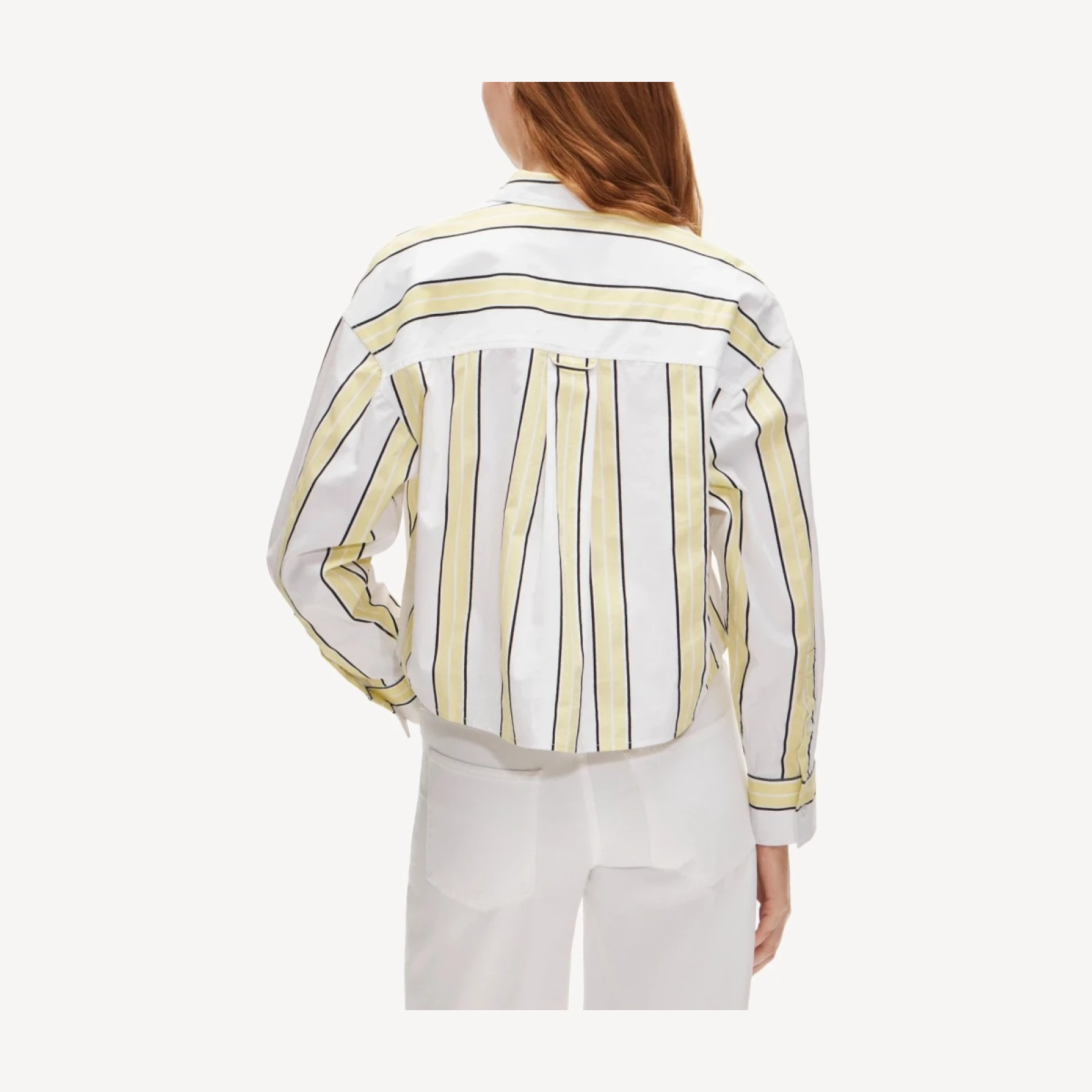 Étienne cropped button-up shirt in striped cotton poplin