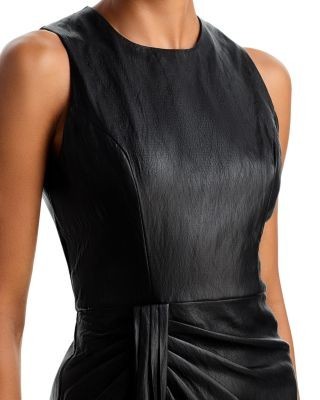 Aqua Faux Leather Sleeveless Mini Dress - Exclusive