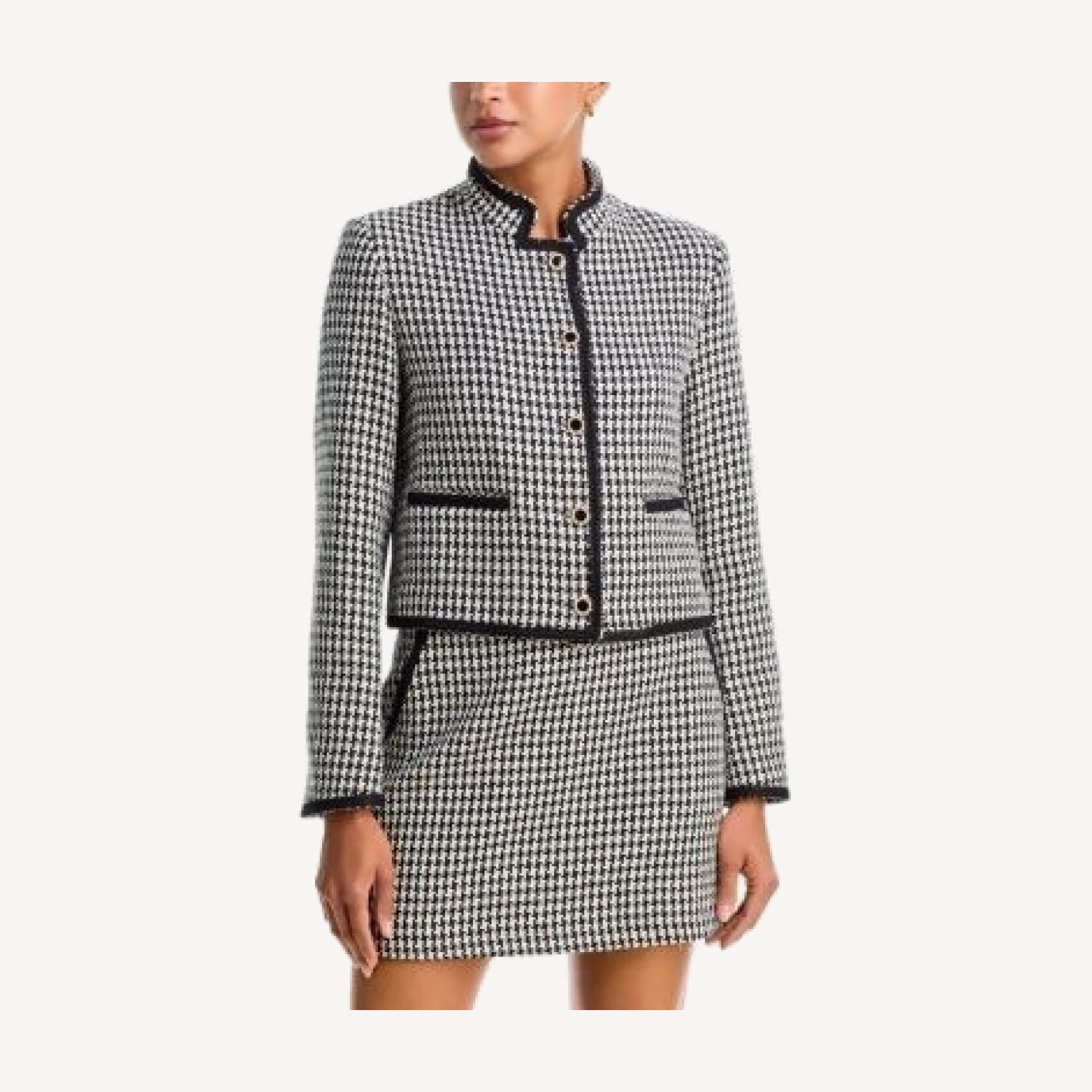Aqua Mixed Houndstooth Button Front Jacket - Exclusive