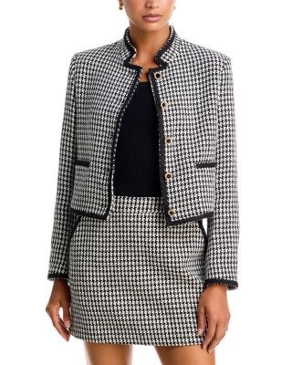 Aqua Mixed Houndstooth Button Front Jacket - Exclusive