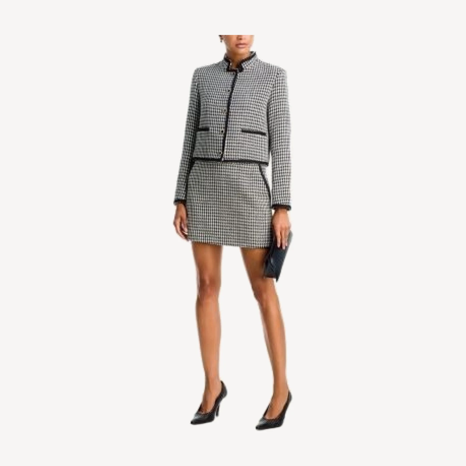 Aqua Mixed Houndstooth Mini Skirt - Exclusive