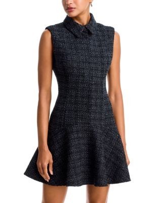 Aqua Tweed Zip Front Mini Dress - Exclusive