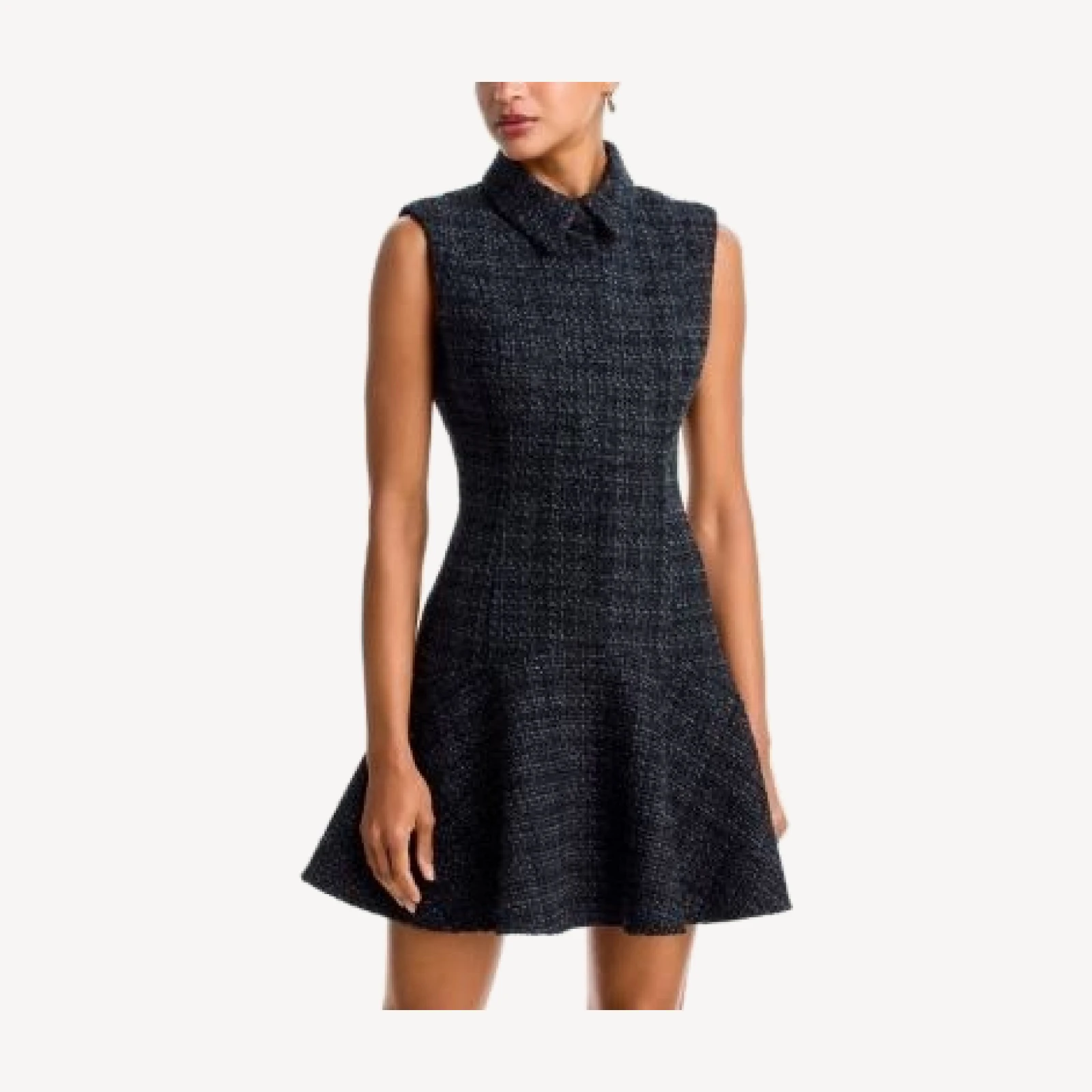 Aqua Tweed Zip Front Mini Dress - Exclusive