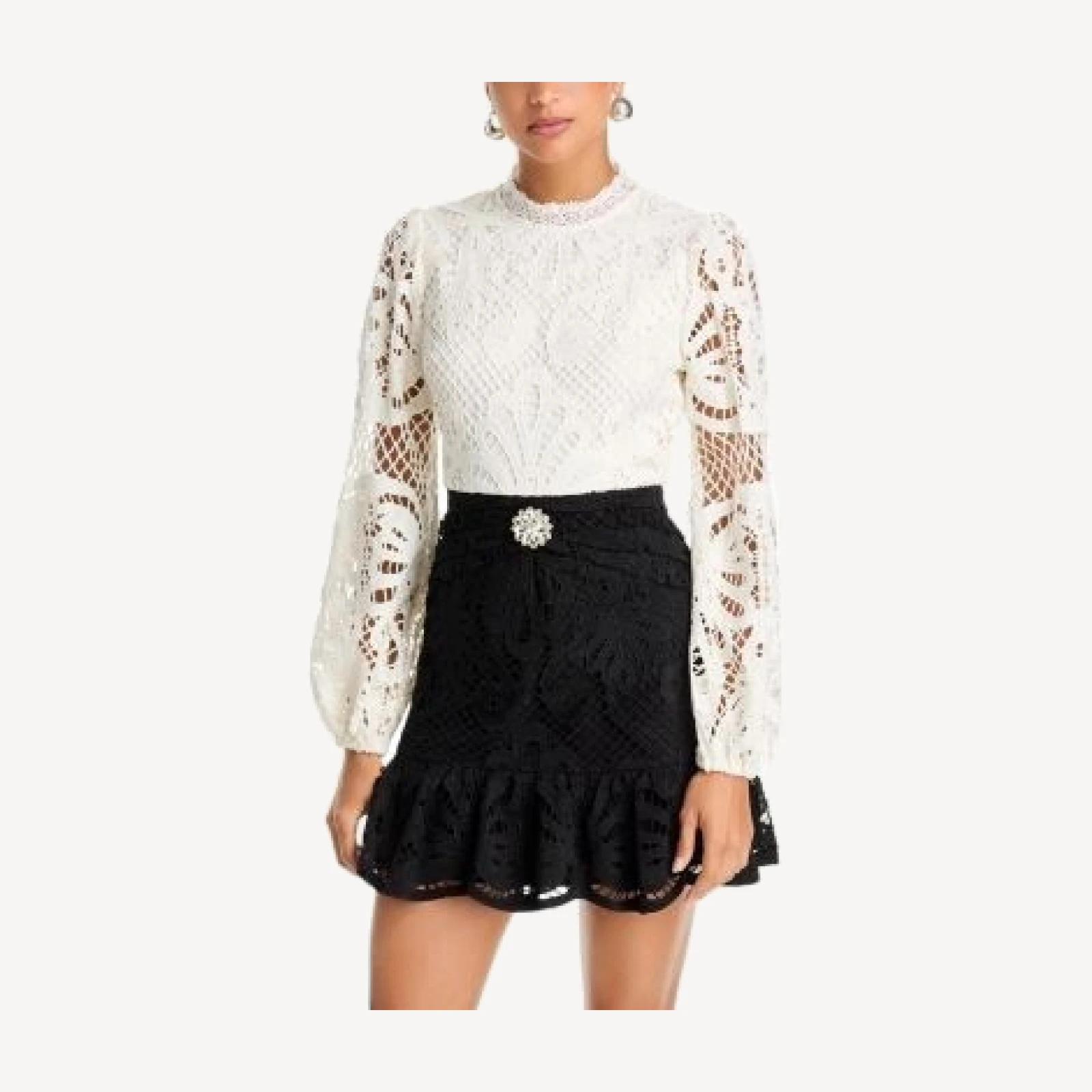 Aqua Contrast Lace Long Sleeve Mini Dress - Exclusive