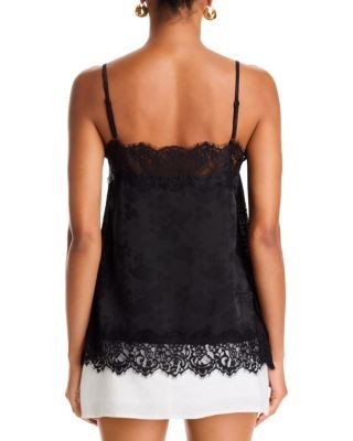Aqua Floral Jacquard Lace Satin Tank Top - Exclusive