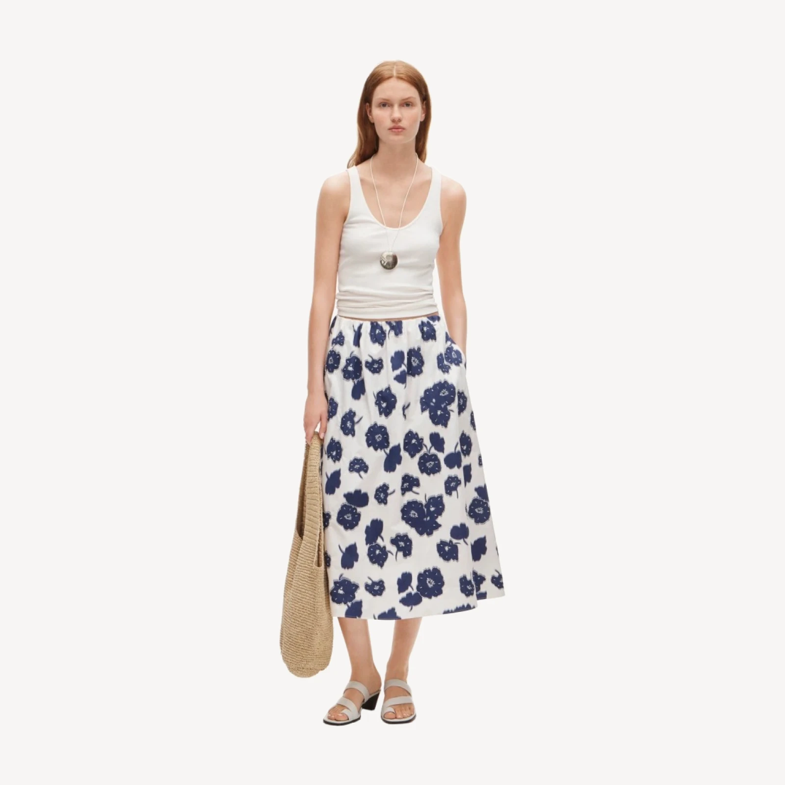 Beckett embellished midi skirt in blurred floral print