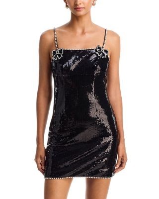 Aqua Sequinned Beaded Mini Dress - Exclusive