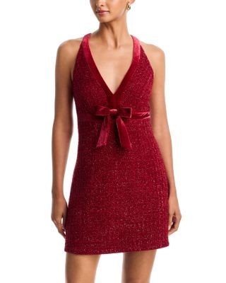 Aqua Sleeveless Tweed Bow Detail Dress - Exclusive