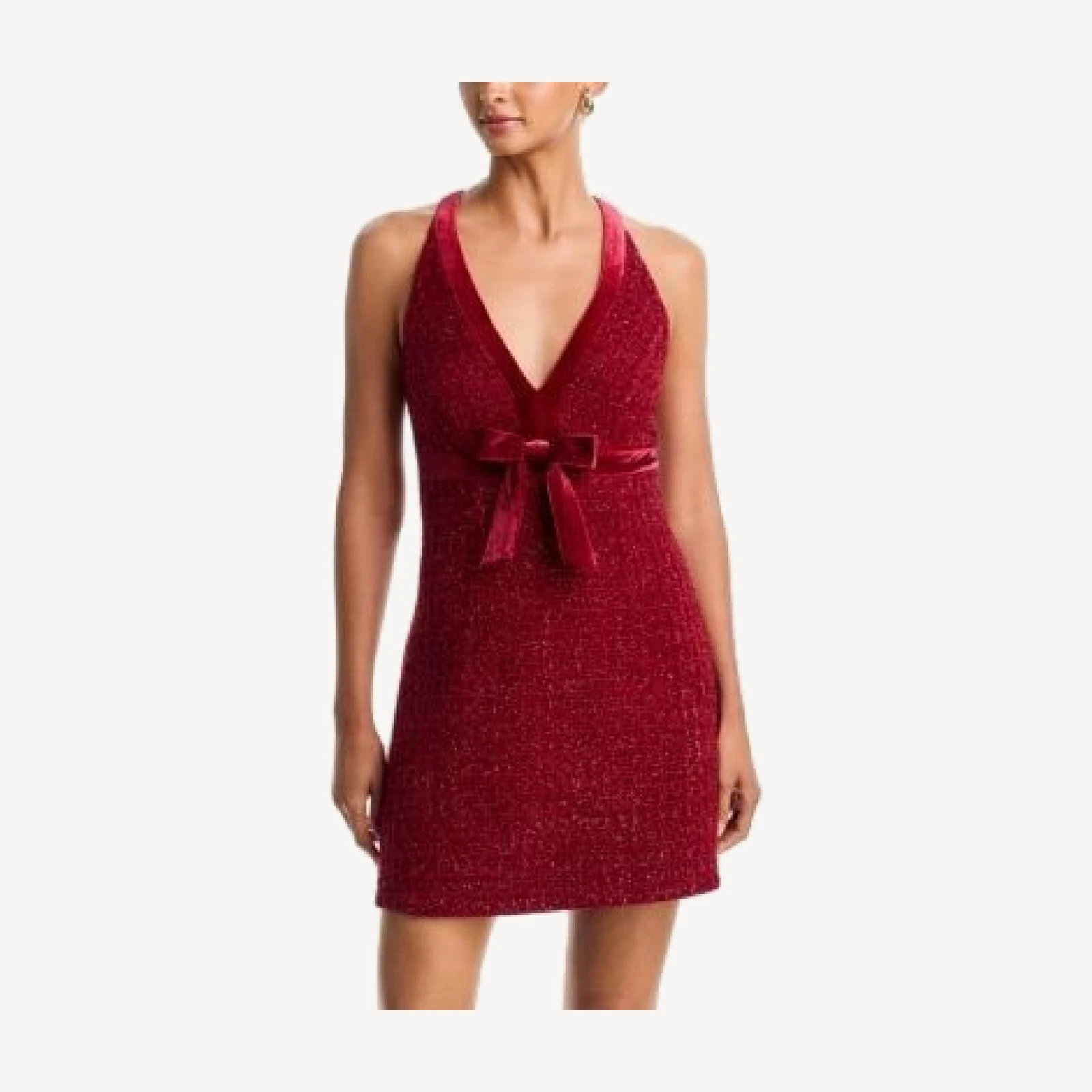 Aqua Sleeveless Tweed Bow Detail Dress - Exclusive