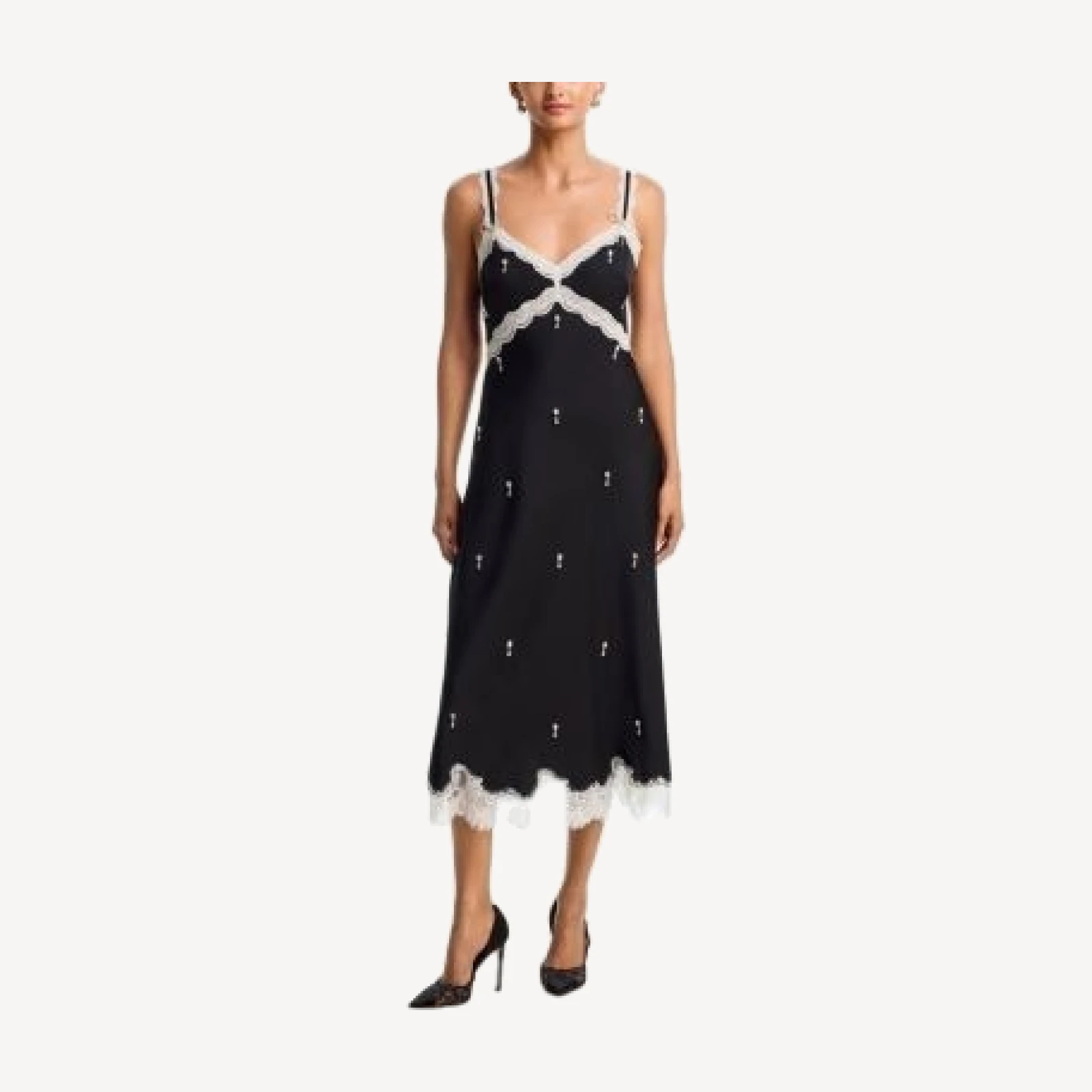 Aqua Lace Trim Crystal Embellished Slip Dress - Exclusive