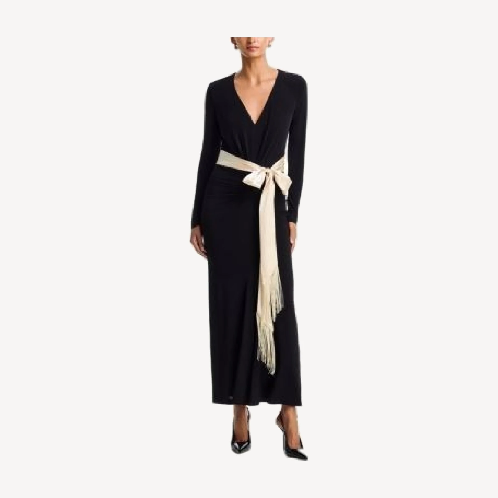 Aqua Satin Sash Ruched Maxi Dress - Exclusive