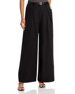 Aqua Belted Pleated Wide Leg Pants - Exclusive