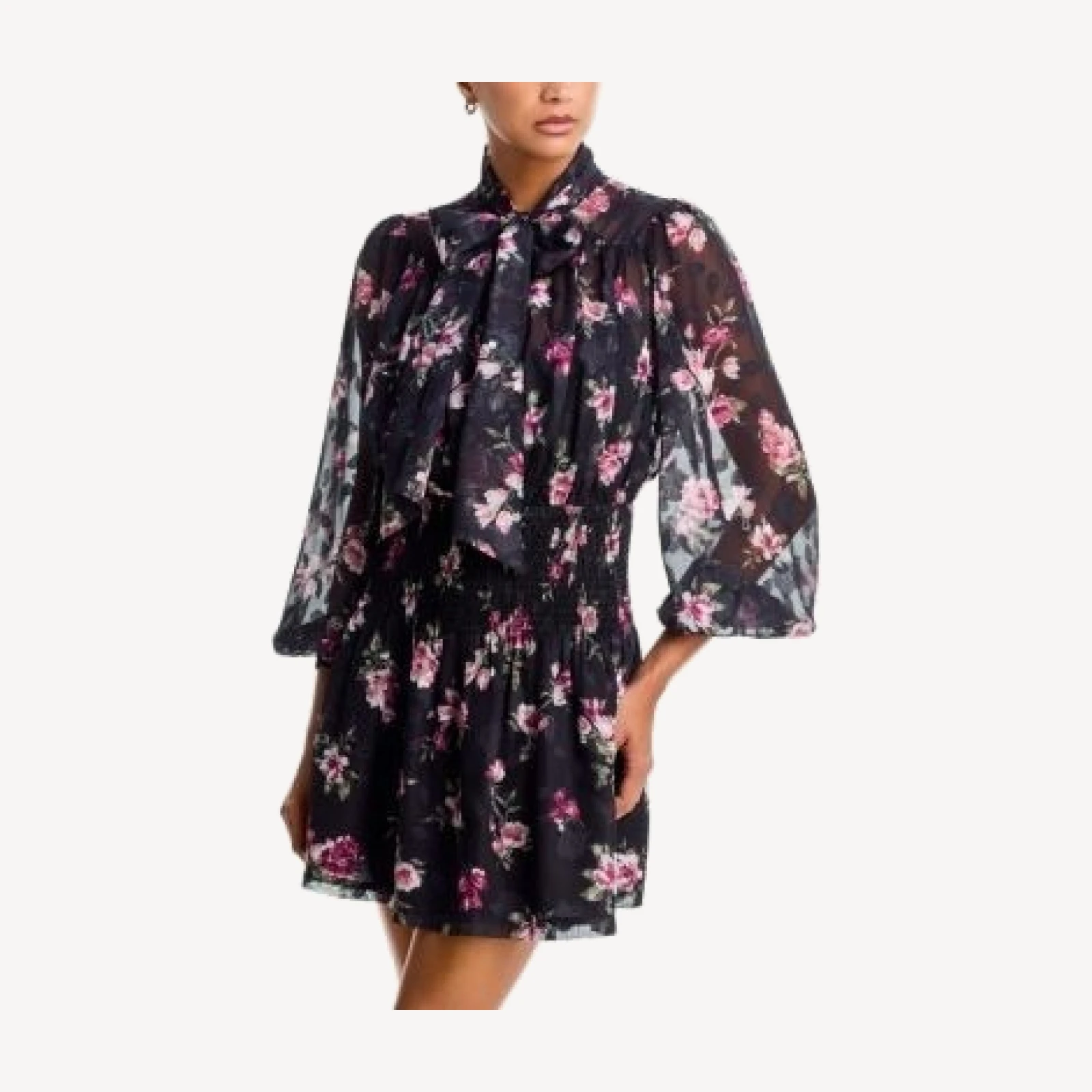 Aqua Long Sleeve Floral Burnout Mini Dress - Exclusive