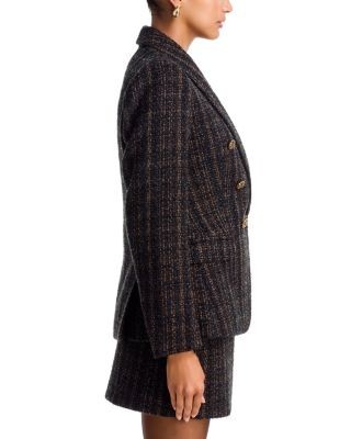 Aqua Cutaway Double Breasted Tweed Jacket - Exclusive