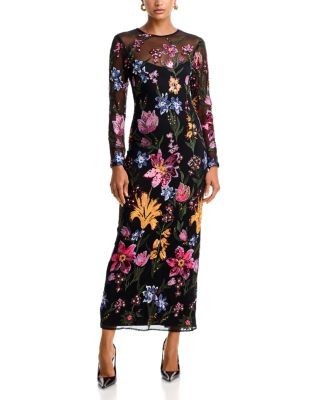 Aqua Embroidered Mesh Maxi Dress - Exclusive