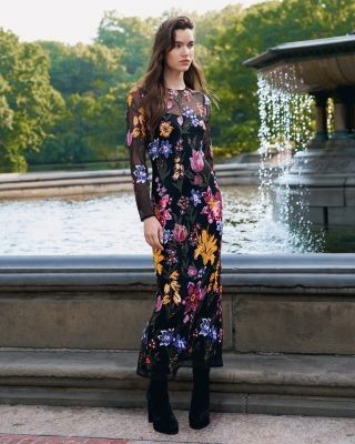 Aqua Embroidered Mesh Maxi Dress - Exclusive