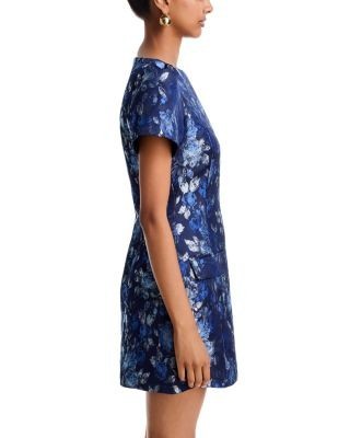 Aqua Brocade Short Sleeve Mini Dress - Exclusive