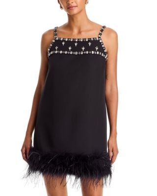 Aqua Feather Embellished Tank Dress - Exclusive