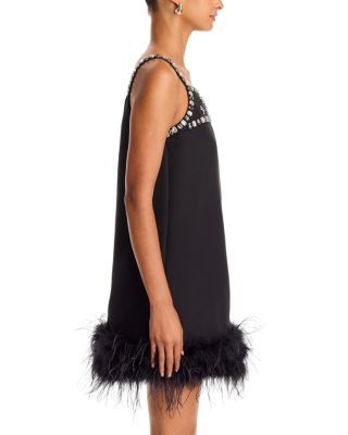 Aqua Feather Embellished Tank Dress - Exclusive